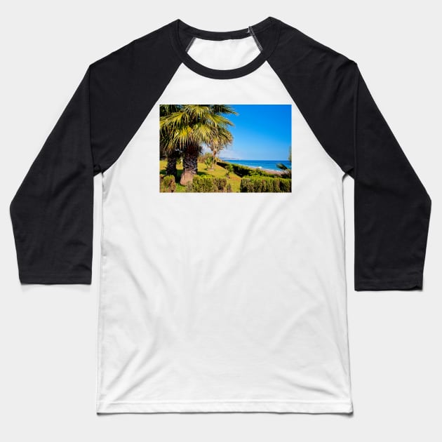 Palm trees Torrox Costa Del Sol Andalusia Costa Spain Baseball T-Shirt by AndyEvansPhotos